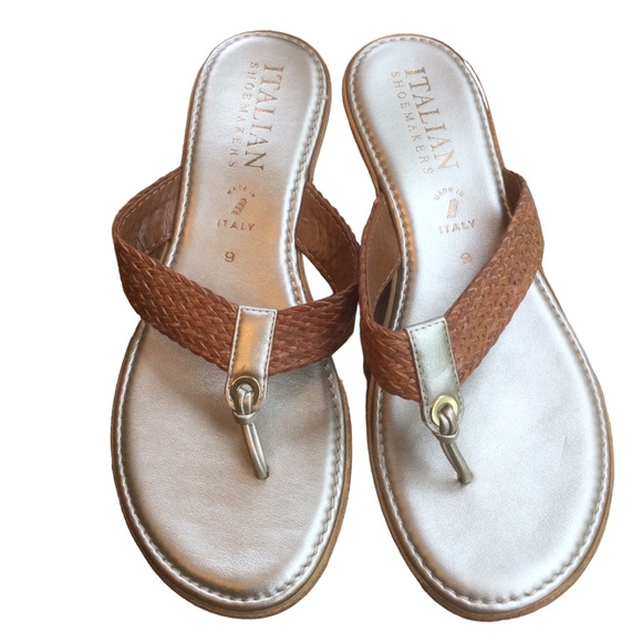 Italian Shoemakers Flip-Flop Thong Wedge Sandals Size 9 - Picture 2 of 7